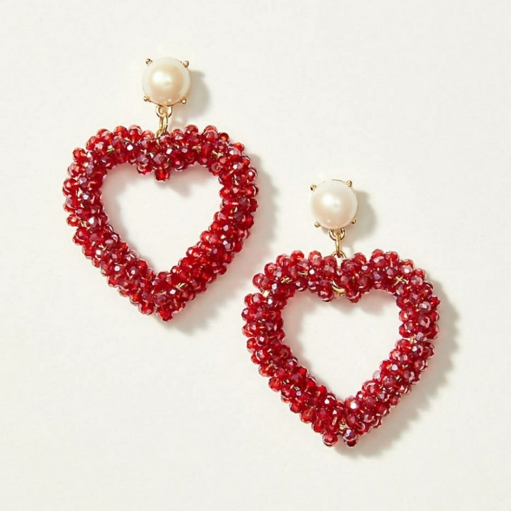 ❤Red heart earrings❤